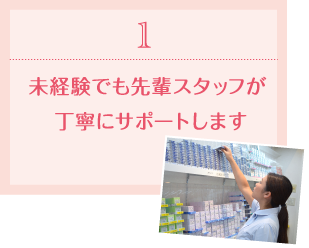 1.未経験でも先輩スタッフが 丁寧にサポートします