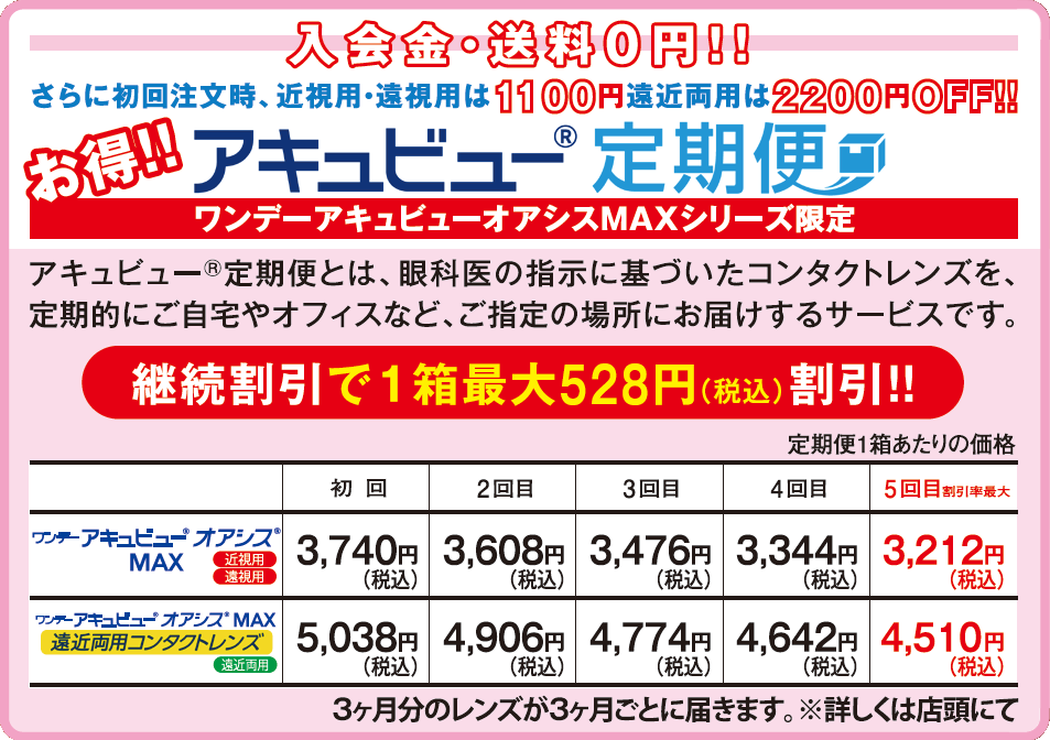 ワンデー アキュビュー オアシス MAXシリーズ限定「アキュビュー定期便」